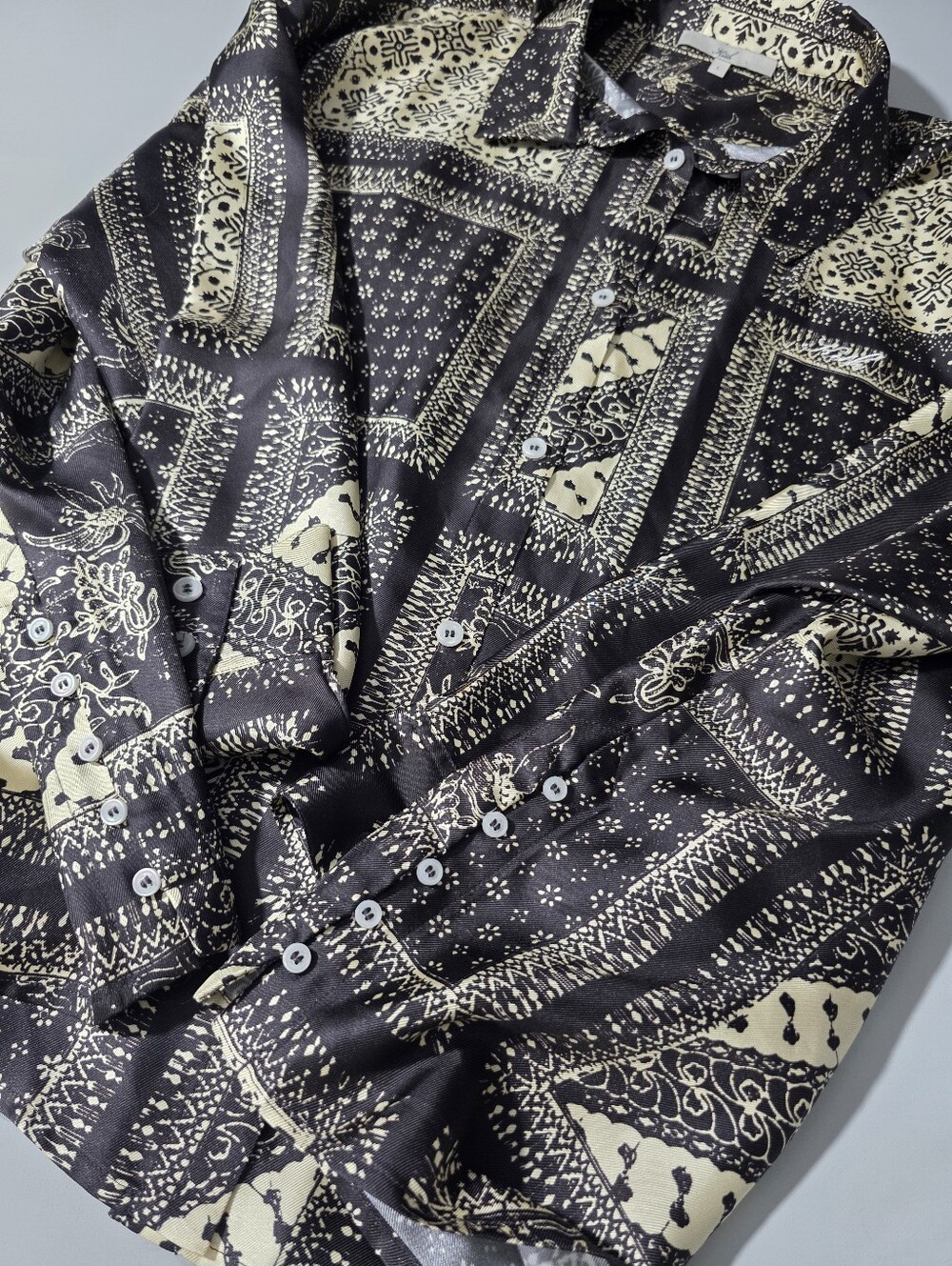 KITH Unisex 100% Silk Bandana Print Oversized Button Down Shirt L - Picture 15 of 16